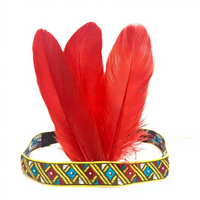 Coiffe de chef africaine et indienne, style ethnique, à motifs écossais et feuilles, ornée de plumes, accessoire capillaire pour Halloween, performance et défilé