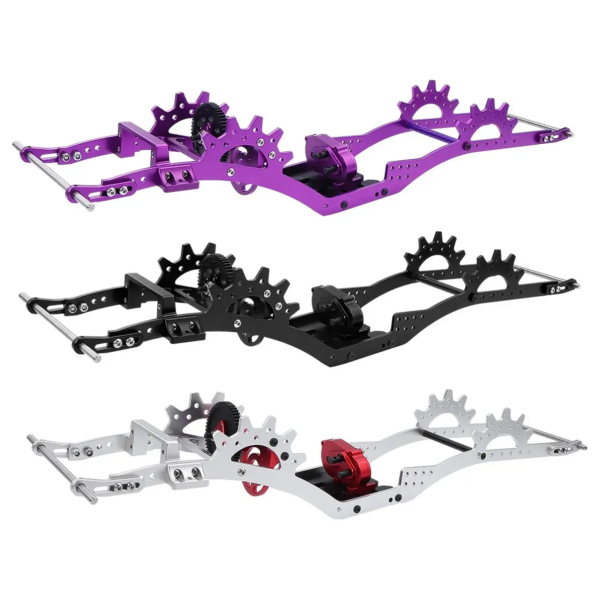 Sasis aluminium LCG RAIL Kit sasis Gearbox untuk mobil 1/10 RC Crawler SCX10