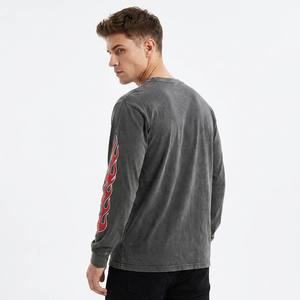 เสื้อยืดแขนยาวทรงหลวมสไตล์ลำลองสำหรับผู้ชาย ผ้าคอตตอนหนา 500 กรัม ทรงโอเวอร์ไซส์ ล้างสีแบบแอซิดวอช  รับสั่งทำ - Product Image 2