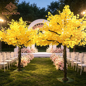 Grande Albero di Ginkgo Artificiale con <span class=keywords><strong>Foglie</strong></span> <span class=keywords><strong>Gialle</strong></span> in Seta e Tronco in Fibra di Vetro per Decorazioni di Matrimoni ed Eventi, Interni ed Esterni - Product Image 1