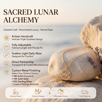 Collier Triple Lune G&G en laiton plaqué or 18 carats avec pendentif en quartz, bijoux spirituels de guérison, vente en gros, logo personnalisé