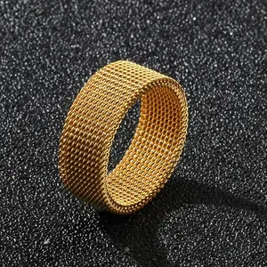 2024 nouveau 8mm de large en acier inoxydable anneaux titane Couple anneaux déformable maille accessoires pour femmes hommes bijoux cadeau de mariage