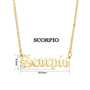 Collar con los Doce Signos del Zodiaco, Cadena de Acero Inoxidable - Product Image 3