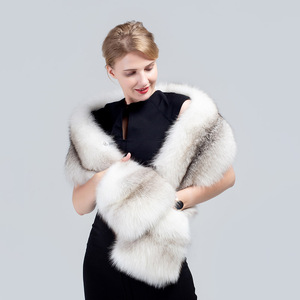 MWFur-<span class=keywords><strong>Etole</strong></span> en fourrure de renard avec poches, châle en fourrure de luxe pour femme, mode hivernale - Product Image 2