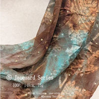 Tissu en Georgette de Chiffon Jacquard Floral 100% Polyester, Imprimé Tie-Dye Vintage avec Étoiles Dorées, pour Robe, Écharpe, Rideau et Décoration