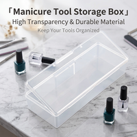 Boîte de rangement transparente en plastique pour outils à ongles, organiseur de manucure pour accessoires de nail art
