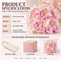 Fil fantaisie en slub 100% polyester rose ombré, ruban plat doux et moelleux pour tricot à la main, crochet, écharpes, pulls – Fournisseur d'usine chinoise