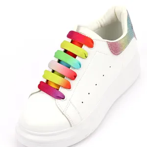 جديد التدرج أربطة أحذية شقة الملونة قوس قزح أربطة الحذاء المألوف رياضة أربطة الحذاء يمكن الجملة مخصصة