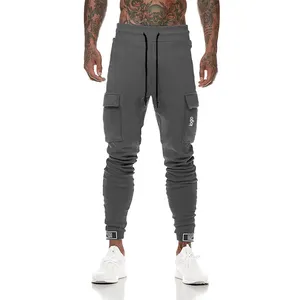 Novo design personalizado cinza escuro cônico masculino algodão esportes calças de ginástica