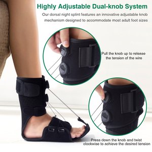 Dual-Knob Adjustable Plantar Fasciitis Foot <b>Drop</b> Orthosis Brace For Ankle And Foot Support Black Size One Size - Product Image 4