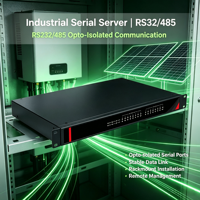 Server Serial 8-Port Rakmount 1U, RS232/485 Terisolasi 2KV, TCP/UDP Transparan & Virtual COM, 12-48V DC