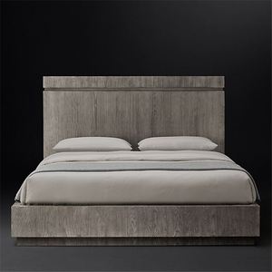 Meubles de chambre à coucher de style villa, lit double en bois massif de style américain simple, personnalisable - Product Image 1