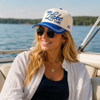 Casquette de baseball unisexe réglable à rayures bicolores DYMF - Design d'image personnalisable pour un usage sportif et décontracté en toutes saisons