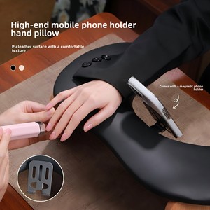 Repose-bras en forme de U avec support pour téléphone, coussin en cuir pour manucure, repose-main pour salon de manucure - Product Image 2
