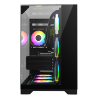 Boîtier d'ordinateur de jeu de luxe au design nouveau, 3 côtés en verre trempé, vue complète, compatible avec un radiateur de 360 mm, boîtier PC gamer ATX