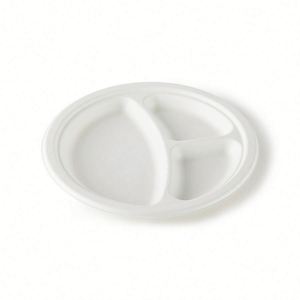 Assiettes jetables personnalisées en bagasse de canne à sucre biodégradable – Blanches, tailles 9''/10''/12'' - Product Image 4