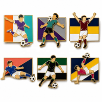 2026 Personalisierter Fußballspieler-Action-Anstecker aus Weichemaille, Gesichtsloser Fußballspiel-Pose-Metall-Reversnadel-Anstecker, Großhandel Hutnadel-Geschenk