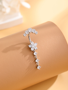 Thiết lập của 10 nhỏ thép không gỉ hoa bụng xuyên nhẫn với màu hồng Zircon Inlay sexy Y2K Lady của cơ thể đồ trang sức cho món quà - Product Image 4