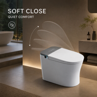 Toilette intelligente en céramique allongée à chauffage automatique avec télécommande à double chasse, garantie de 3 ans et options de siphon en P/S