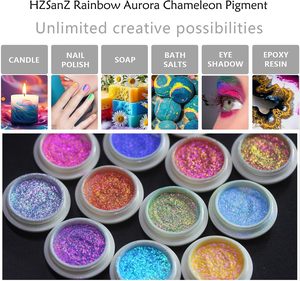 Ensemble de poudre scintillante Aurora Chameleon, paillettes multicolores irisées pour l'art des ongles, la résine époxy, le savon, la bougie, les travaux manuels DIY, pigment - Product Image 4