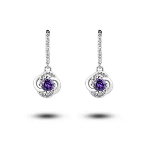 Fashion luxury gift jewelry 925 silver cubic zirconia jewelry dangle earrings