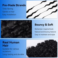 Cheveux humains bouclés naturels birmans pour crochet, nœuds invisibles, mèches pré-bouclées, couleur naturelle, tresses bohèmes