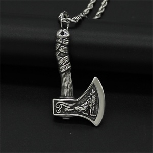 Vintage Punk Viking Double Sides Axe <b>Necklace</b> Jewelry Nordic <b>Silver</b> Stainless Steel <b>for</b> <b>Men</b> <b>Necklaces</b> 18K Gold Plated Box Chain - Product Image 4