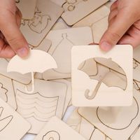 Ensemble de modèles de peinture en bois DIY pour enfants avec outil de coupe pour Graffiti Art Artisanat du bois Boîtes en bois Panneaux muraux