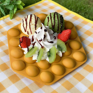 Realistic PU Egg Waffle Prop <b>Bubble</b> Waffle With <b>Toppings</b> Faux Cafe Display Fruit Kiwi Vanilla Scoops Matcha Creamy Pancake Model - Product Image 4