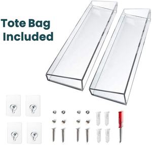 Estantes <span class=keywords><strong>de</strong></span> exhibición <span class=keywords><strong>de</strong></span> pared flotante <span class=keywords><strong>de</strong></span> acrílico, paquete <span class=keywords><strong>de</strong></span> 4 estantes <span class=keywords><strong>de</strong></span> baño transparentes, montado en la pared, sin perforación, estante <span class=keywords><strong>de</strong></span> almacenamiento transparente grueso - Product Image 4