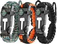 Bracelet de survie en plein air 2,8 mètres avec allume-feu, boussole, silex d'urgence, étanche et résistant aux chocs