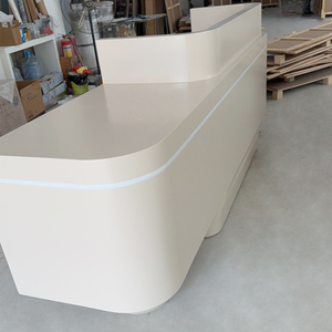 Modern Office <b>Reception</b> <b>Counter</b> Front Desk <b>Counter</b> Curve Shape Beauty Salon LED Light <b>Reception</b> Desk - Product Image 2