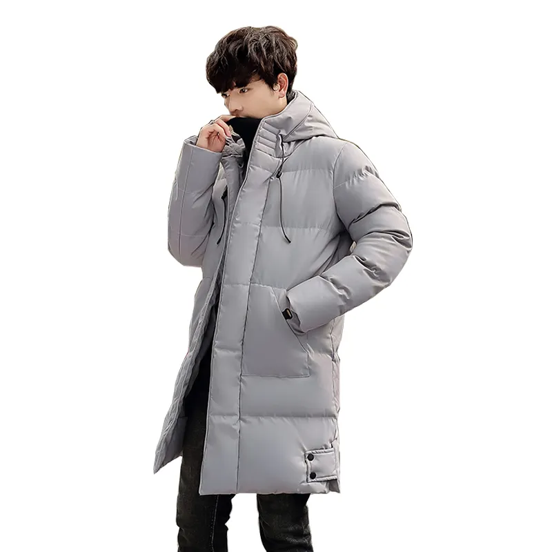 MJM035-Chaqueta larga acolchada con logotipo personalizado para hombre, Sudadera con capucha de burbuja, color gris y negro, abrigos de invierno, talla grande 8XL
