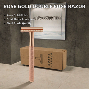 <span class=keywords><strong>Rasoir</strong></span> pour le visage à double lame en acier inoxydable pour femmes, rose gold, tête <span class=keywords><strong>de</strong></span> rasage écologique et sûre - Product Image 2