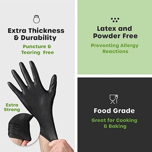 Guantes Desechables Negros para Tatuajes, 100 Unidades, Grado Alimenticio, Sin Polvo, Sin Látex, Multiusos - Product Image 6