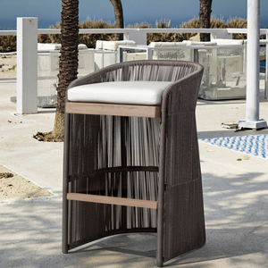 Thấp tay vịn phong cách Câu Lạc Bộ bãi biển gỗ phân đồ nội thất ngoài trời mây dệt Gỗ Tếch cao ăn ghế - Product Image 6