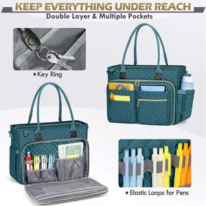 Bolsa de Mano Multifuncional para Maestros y Enfermeras, Bolsa de Mensajero para Portátil de 15.6 Pulgadas con Bolsillo Aislado para el Trabajo y Viajes - Product Image 3