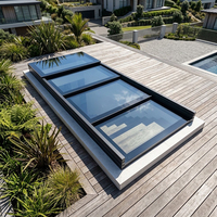 Fenêtre de toit coulissante en alliage d'aluminium pour hôtel, villa, patio, étanche, éclairage naturel, conception de projet personnalisée