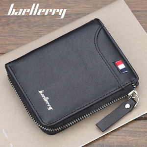 กระเป๋าสตางค์แบบสั้นสำหรับผู้ชายแบรนด์ Baellerry สีดำกาแฟ ช่องใส่บัตรหลายช่อง กระเป๋าสตางค์แบบซิปแนวตั้ง ใช้ได้ทุกวัน - Product Image 1