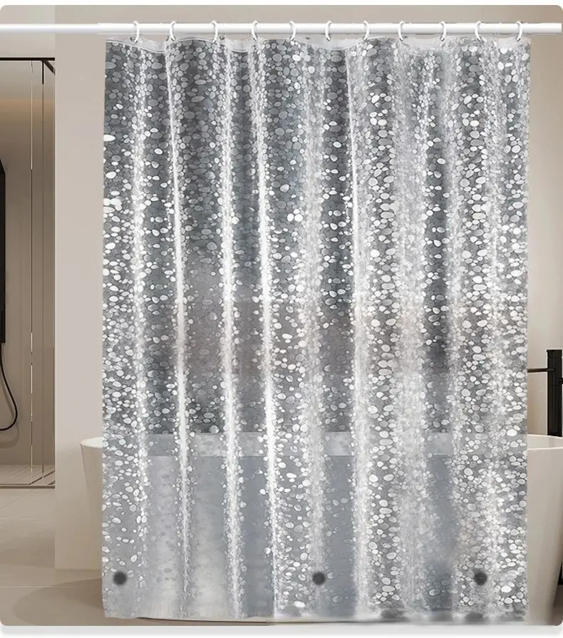 Rideau de douche 3D PEVA avec 3 aimants et œillets en métal Rideaux de salle de bain transparents en plastique imperméable pour hôtel pour la maison