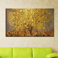 Toile moderne abstraite avec arbre en or et en argent, peinture à l'huile pour décoration murale de maison, salon, Art