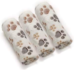 Cobijas De Perro – tapis De lit chaud en peluche pour animaux De compagnie et chats, couverture De luxe en molleton De cachemire avec imprimé patte - Product Image 1