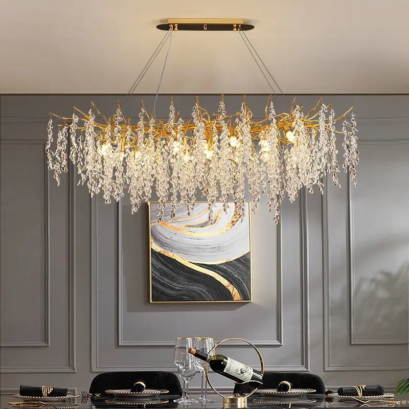 Pendant Led Light Fixtures Designer Lamps Teardrop Chandelier Crystals For Dining Room