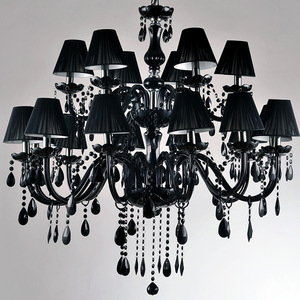 JYLIGHTING lampadario moderno di vendita caldo semplice lampada lampadario di cristallo candela nera con lampadario paralume nero - Product Image 1
