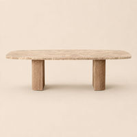 Table à manger rectangulaire moderne de luxe en chêne, base double encastrée, écologique, durable, pour salon et grands groupes