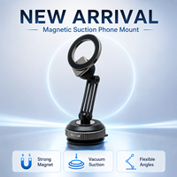 Dudukan Ponsel Mobil Magnetik Vakum Twist-Lock, Lengan Artikulasi Lipat, Kompatibel Mag Safe, Putar 360 Derajat, Stabil