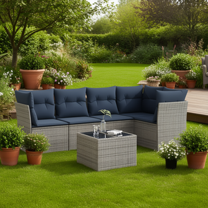 Conjunto de Sofás de Patio de Ratán Sintético Gris con Cojines, Muebles de Jardín Contemporáneos para Exteriores - Product Image 3