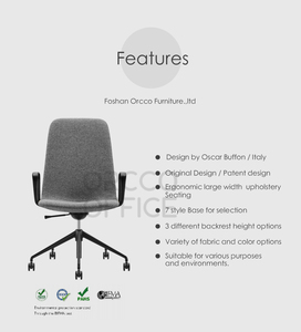 Muebles de oficina Ergonomie ejecutiva Sala de conferencias Tapicería de tela Brazo giratorio Alto ajustable Reunión Silla de oficina - Product Image 4