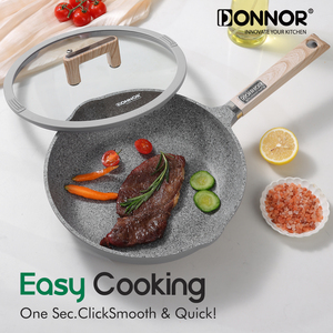 طقم أواني طهي دونور جيلي 13 قطعة غير لاصقة مع أغطية زجاجية مقواة، قدور ألمنيوم مستدامة بشعار مخصص للطهي المنزلي - Product Image 4