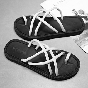Chanclas de cuerda trenzada para hombre C09, sandalias de plataforma antideslizantes de color beige y marrón, ropa de playa de verano, talla para adultos - Product Image 3